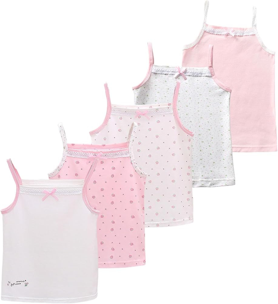 2-10 Years Little Girls Camisole Soft Tagless Cami Kids Breathable Undershirts Cotton Tank Top 5 ... | Amazon (US)