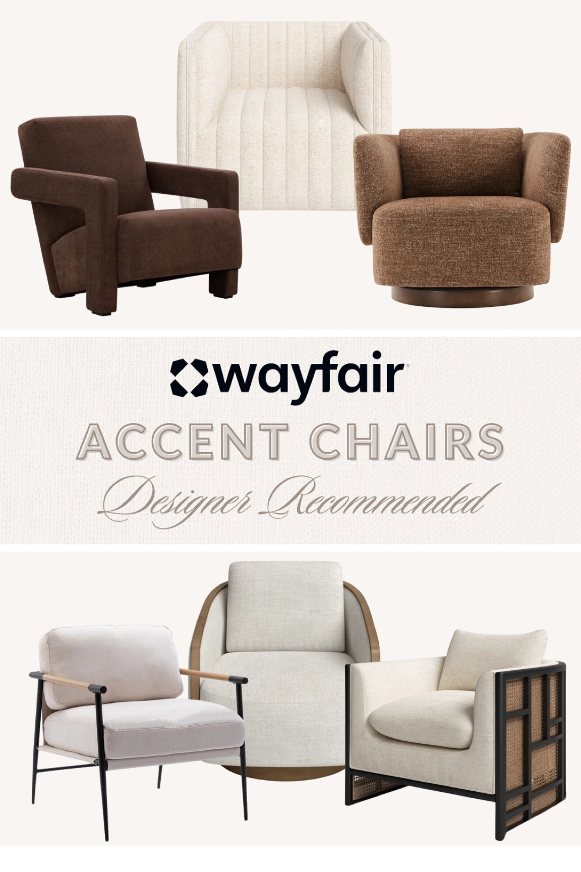 Designer recommended 🤎 Living Room Refresh - Favorite Accent Chairs…. #wayfair #wayfairpartner #onlyatwayfair @wayfair 
.
Living room decor - accent chairs - arched cabinet - Black chandelier  

#LTKSeasonal #LTKHome #LTKHoliday