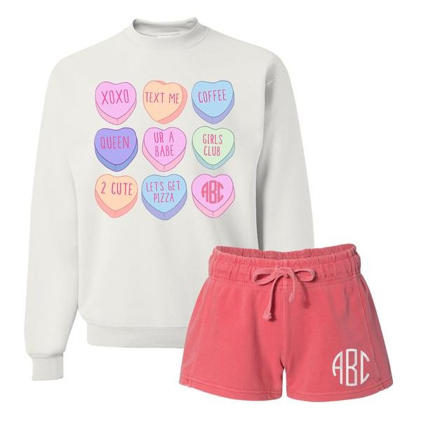 Monogrammed 'Candy Hearts' Lounge Set Package | United Monograms
