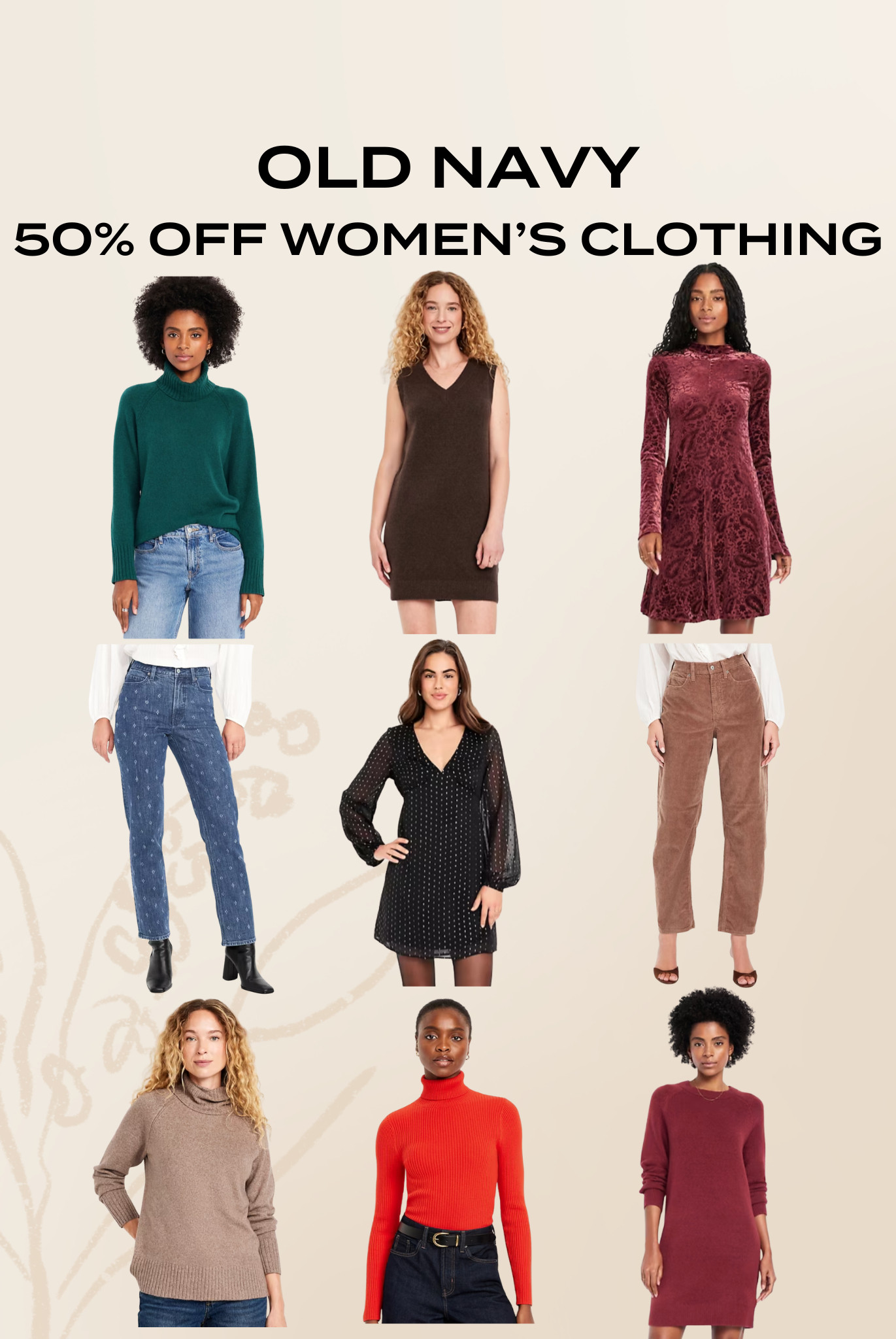 Old Navy 50% off women's clothing 🤍 

 #LTKHoliday #LTKSaleAlert #LTKStyleTip