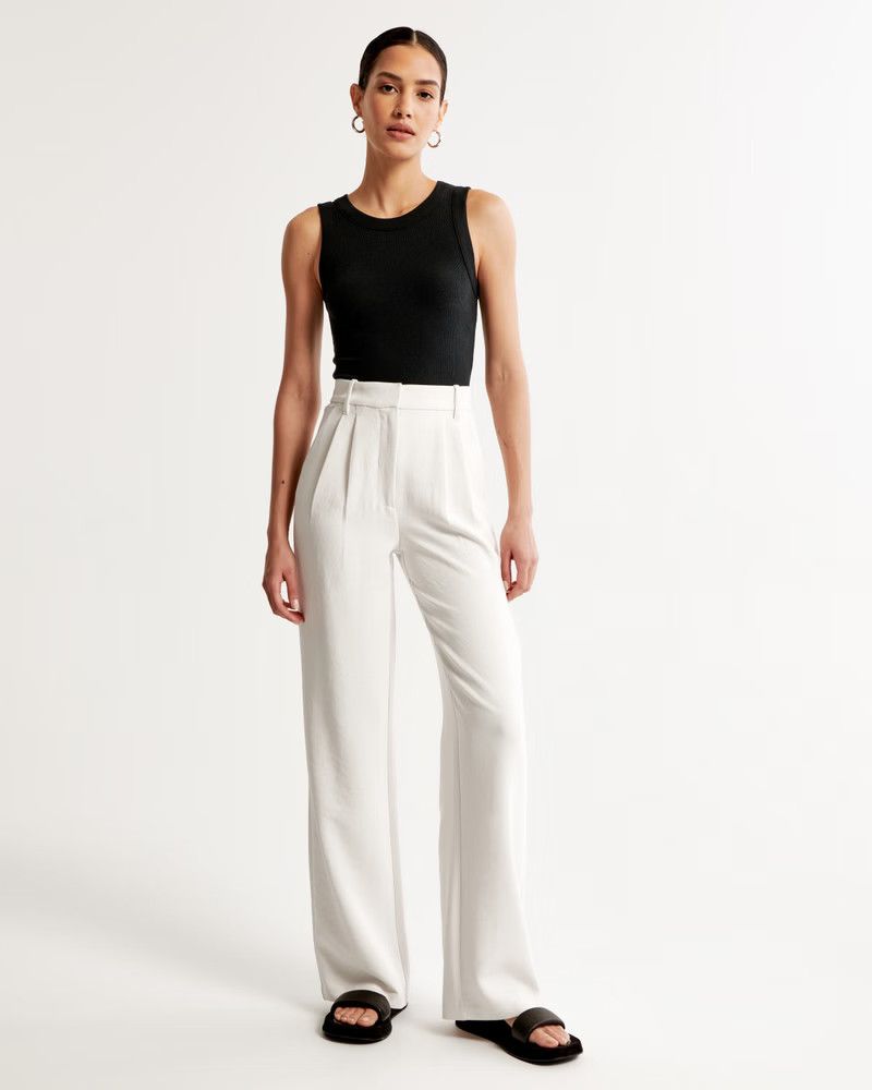 A&F Sloane Tailored Premium Crepe Pant | White Work Pants | Work Outfit | Work Wear Style | Abercrombie & Fitch (US)