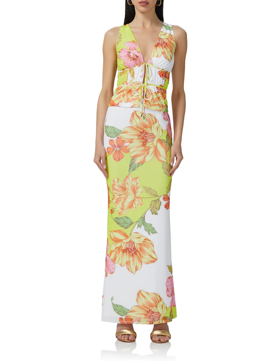 Cara Maxi Skirt - Color Block Floral | ShopAFRM