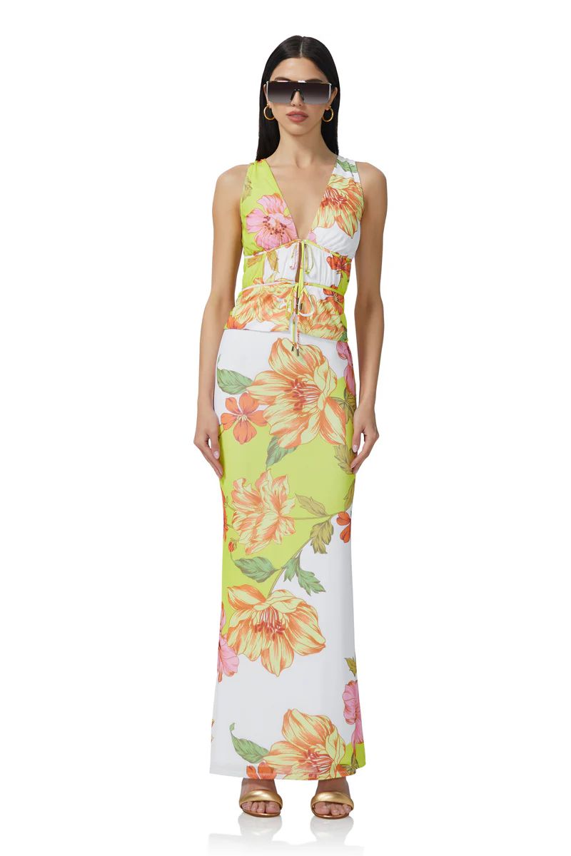 Cara Maxi Skirt - Color Block Floral | ShopAFRM