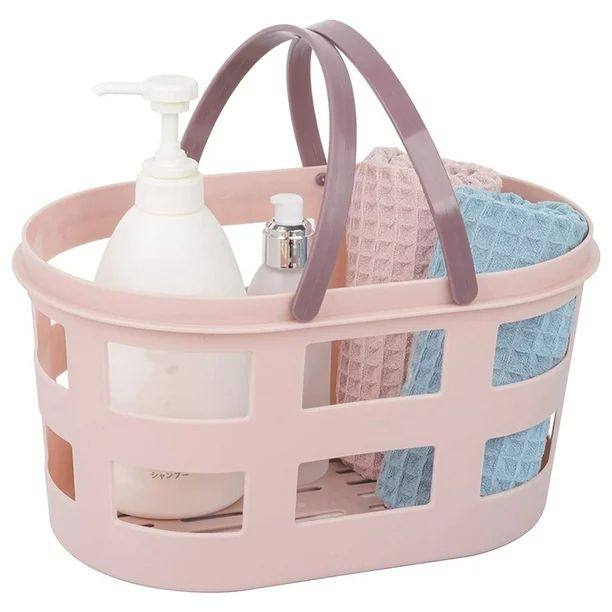 Portable Shower Caddy Tote Plastic Basket with Handle Pink | Walmart (US)