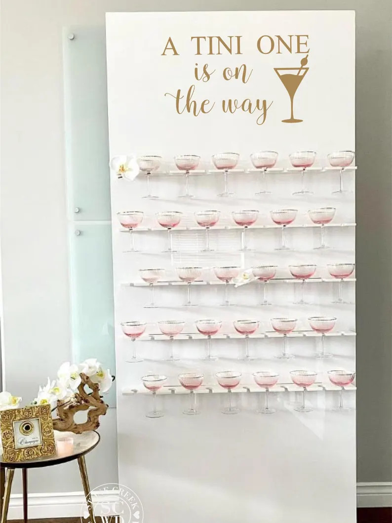 A Tini One is on the Way Vinyl | Martini Baby Shower Backdrop Display for Cocktail Theme Party, G... | Etsy (US)