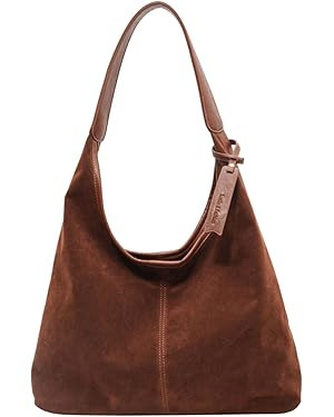 Suede Bag Suede Tote Bag Brown Suede Shouder Purse Work Hobo Handbags Fall Aesthetics | Amazon (US)
