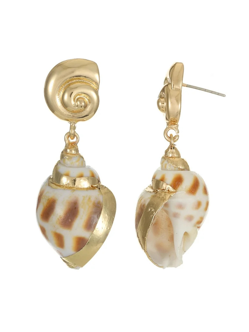 Time and Tru Goldtone and Natural Shell Earring, 1 Pair | Walmart (US)