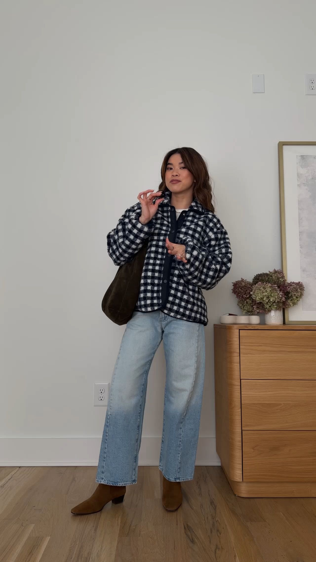 Sizing info: jacket size XS petite, white tee size XS, jeans size 24 in this is how I roll! 

petite fashion, get dressed with me, outfit inspiration, ootd, nashville outfit, Nashville influencer, petite style, vacation style, casual outfits, mom style, petite pants, winter dress, winter outfit, winter pants, winter outfit inpso, winter outfit idea, winter top, winter style, winter sweater, cozy sweater, cold weather sweater, cold weather outfit, winter bag, winter purse, denim, jeans, fuzzy jacket, gingham jacket, navy jacket, suede boots, wide leg jeans, light wash jeans,  

 

#LTKootd #LTKmomlife #LTKPetite