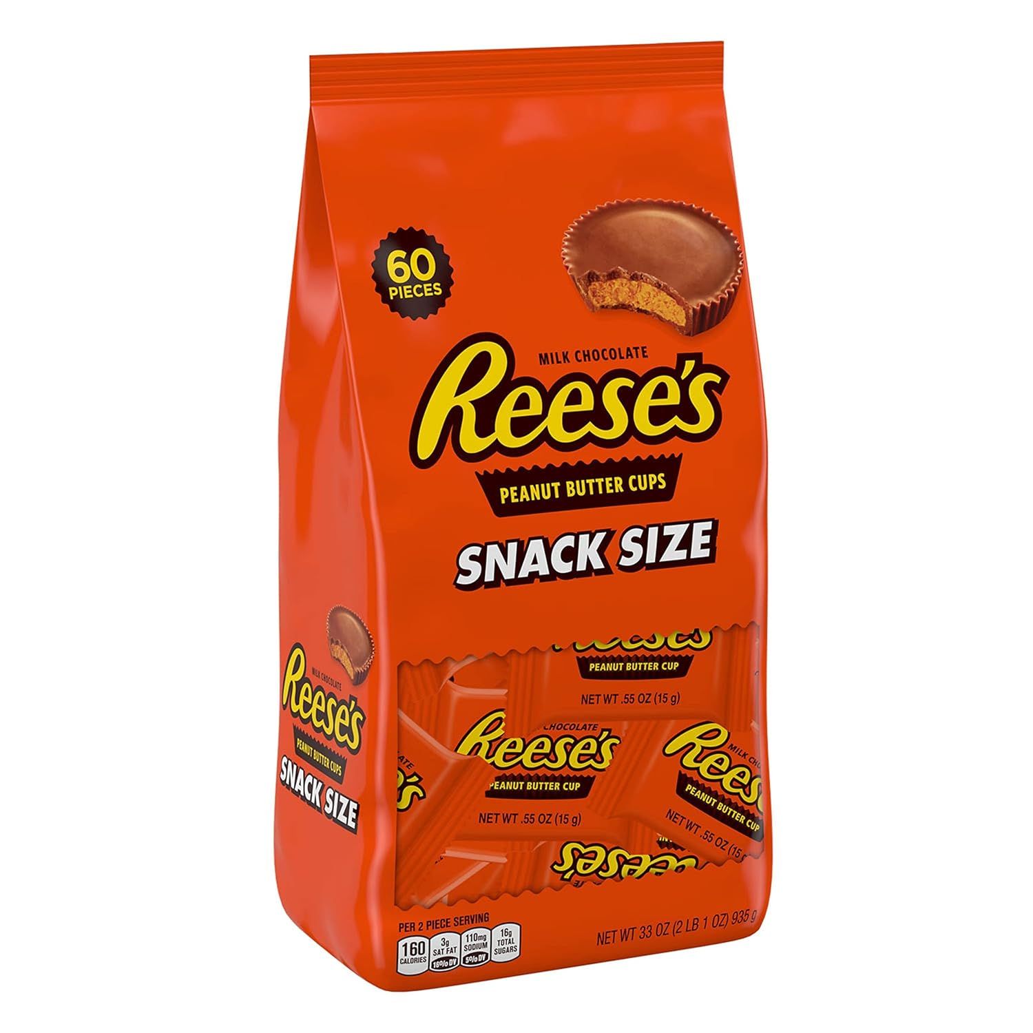 REESE'S Milk Chocolate Peanut Butter Snack Size, Gluten Free, Individually Wrapped Cups Candy Bul... | Amazon (US)