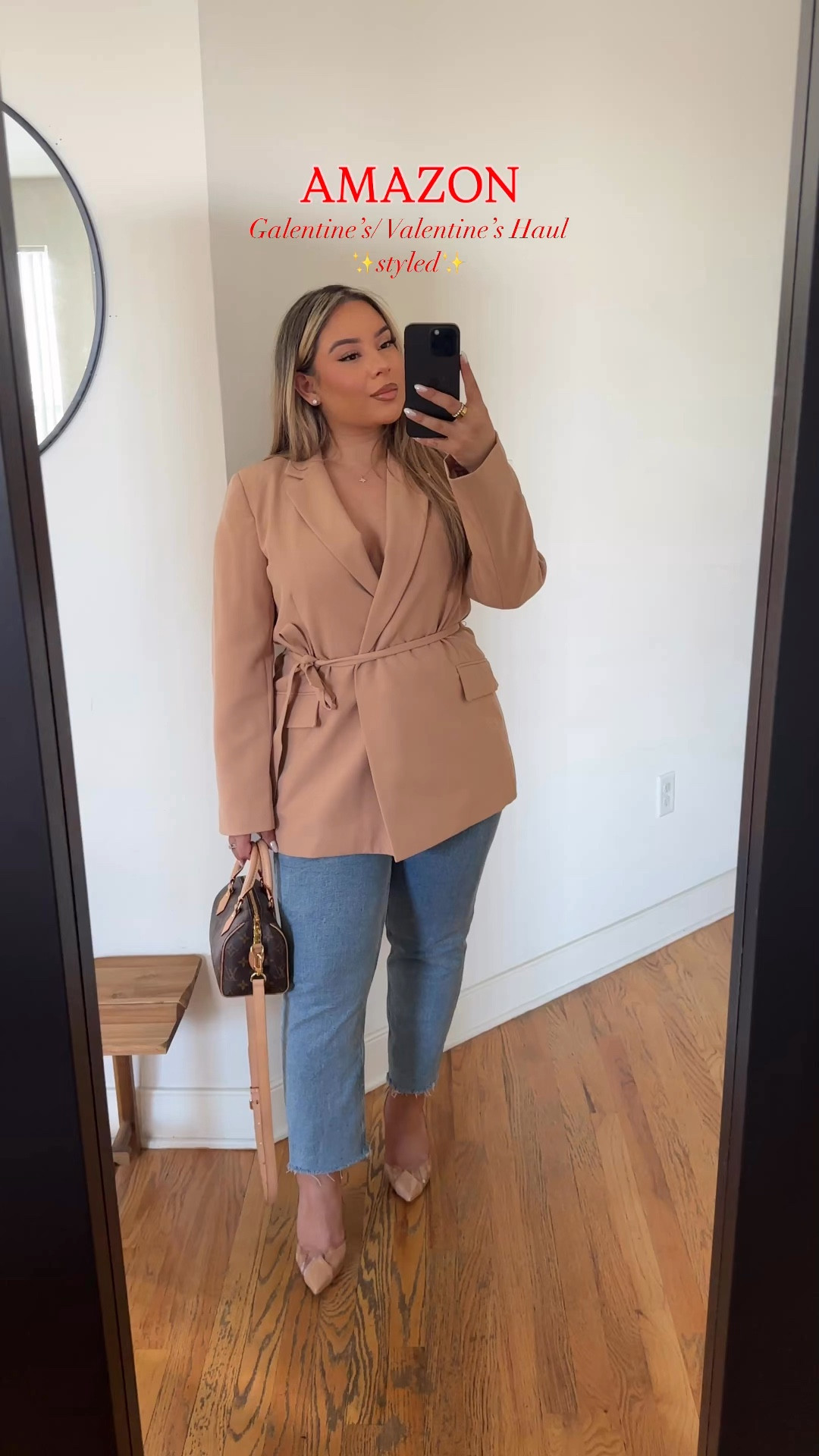 Amazon Valentine’s/Galentine’s Finds ✨styled✨ sizing ⬇️ 

Nude blazer: L (could’ve have gotten a M- it is oversized) 
Jeans: Curve 10
Cardigan: M 
Sweats: L 
Crew Neck Sweater: M 
Mesh Tops: L 
Red Blazer: L 
Red Pants: 12 
Heart Pjs: L (could’ve gotten a M) 

#LTKSeasonal #LTKMidsize #LTKStyleTip