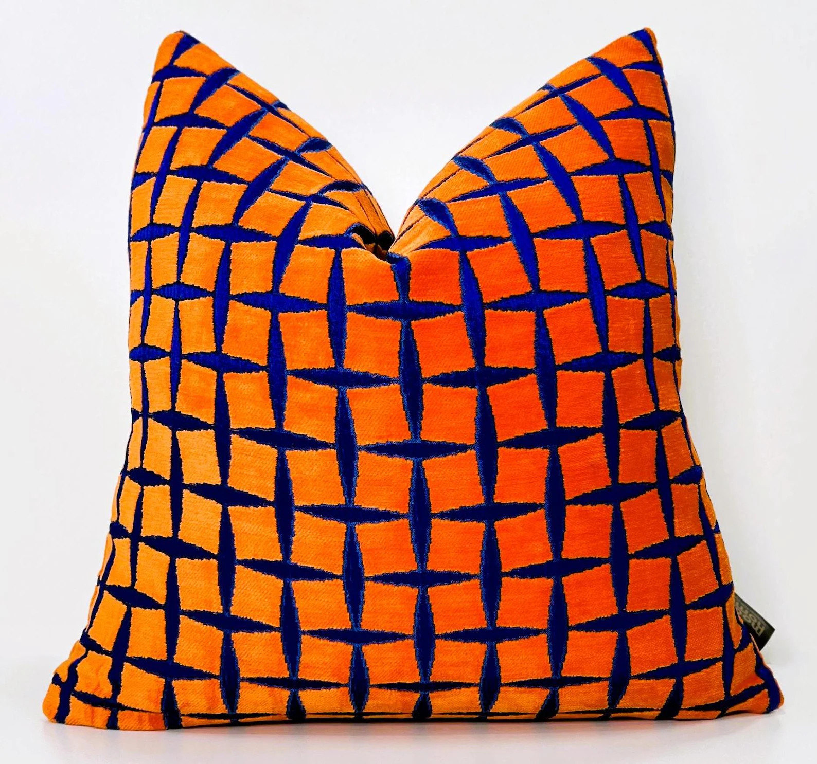 Woven Chenille Pillow Cover: Royal Blue-Orange Geometric Cushion | Etsy (Global)
