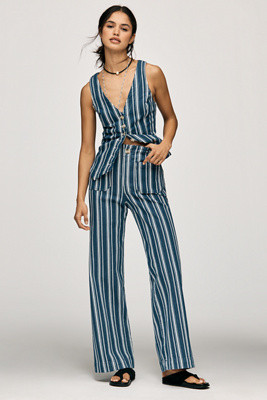 The Colette Striped Full-Length Wide-Leg Pants by Maeve | Anthropologie (US)