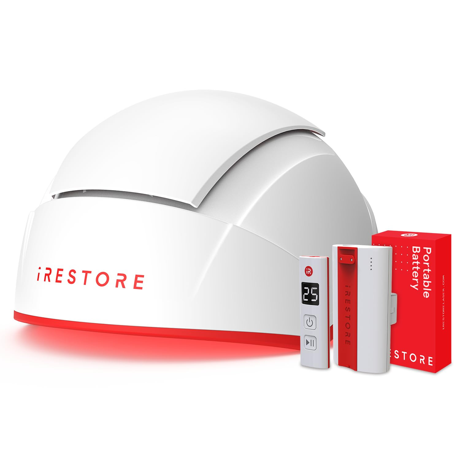 iRestore Professional + Rechargeable Battery Pack - Laser Red Light Therapy for Hair Growth - FDA Cleared Hair Loss, Thinning Treatment for Men & Women - Hair Regrowth Cap - 282 Lasers & LEDs | Amazon (US)