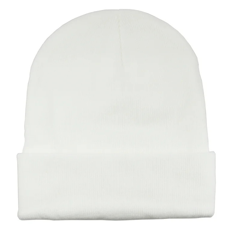 Gelante Beanie Hat Men Women Classic Knit Cuffed Plain Cap - White - Walmart.com | Walmart (US)