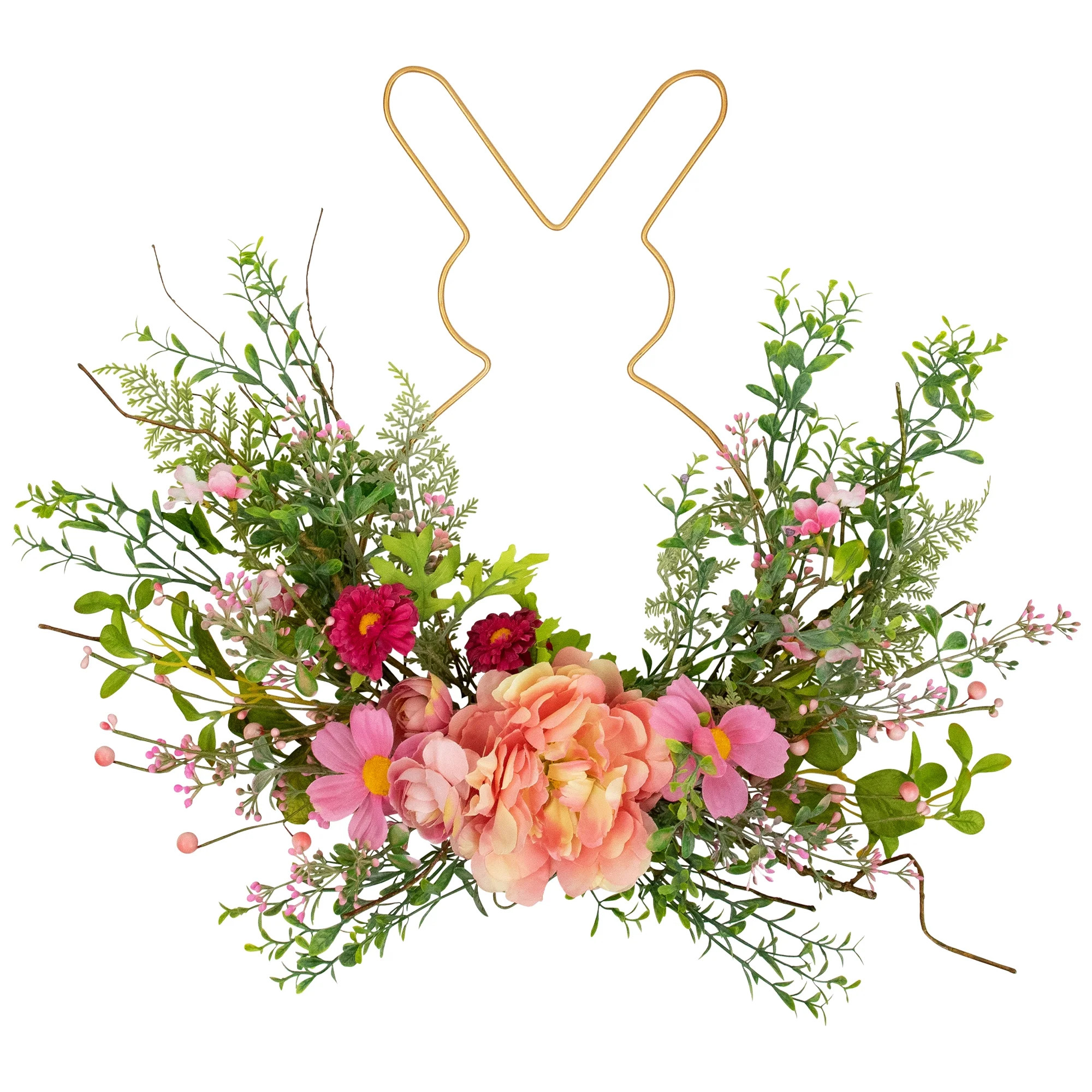 Northlight Bunny and Peony Mixed Floral Wall Hanging Easter Decoration - 16"  - Pink | Walmart (US)