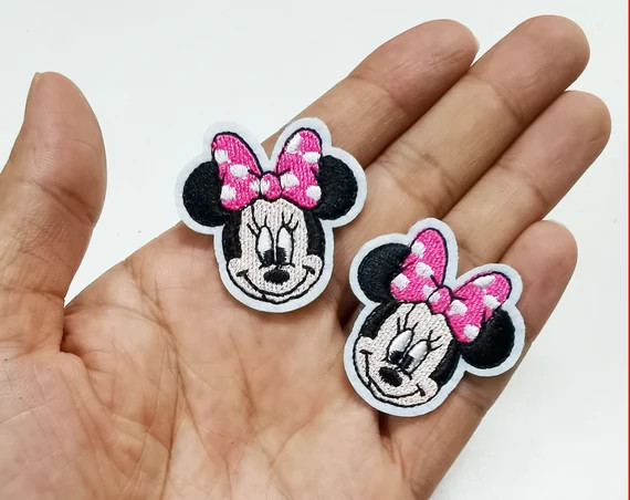 3.5x3.5cm 15pcs Minnie Mouse Pink Bow Iron on Embroidered | Etsy | Etsy (US)
