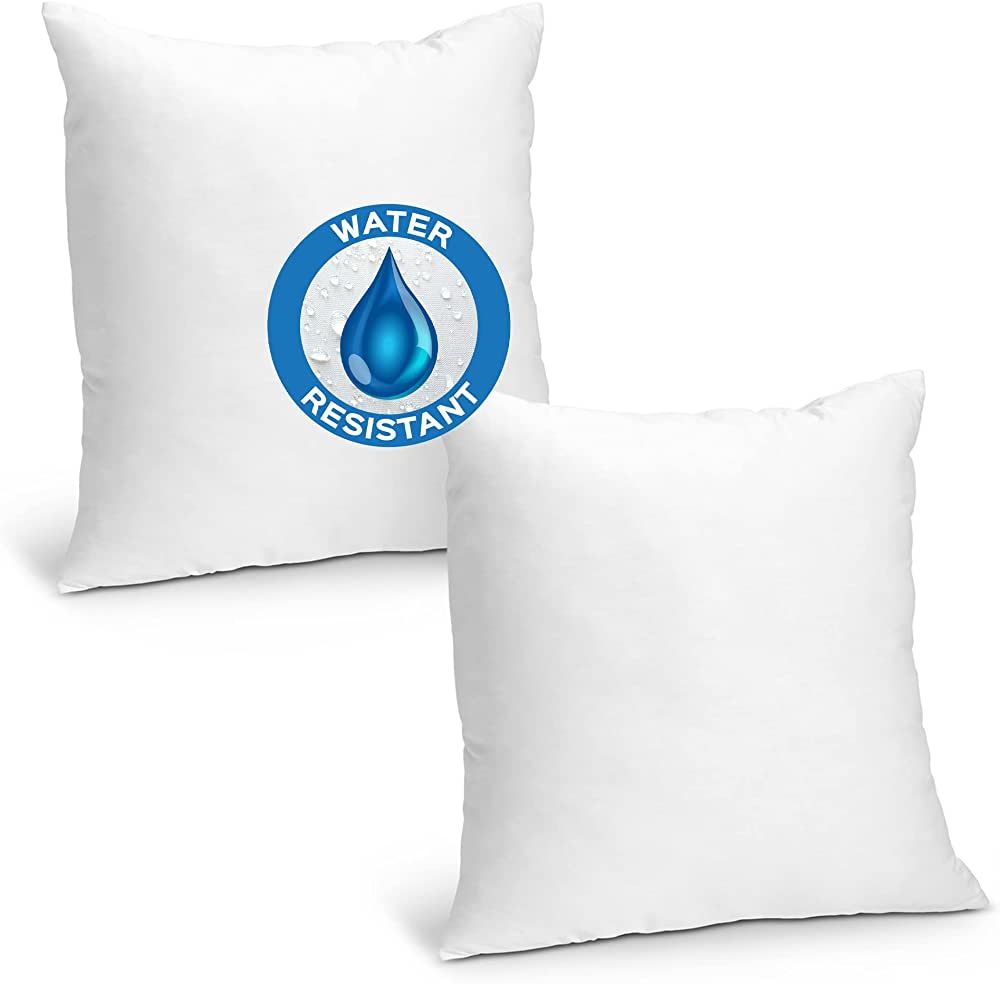 Foamily Set of 2-18 x 18 Premium Outdoor Water Resistant Stuffer Pillow Throw Inserts Sham Square... | Amazon (US)