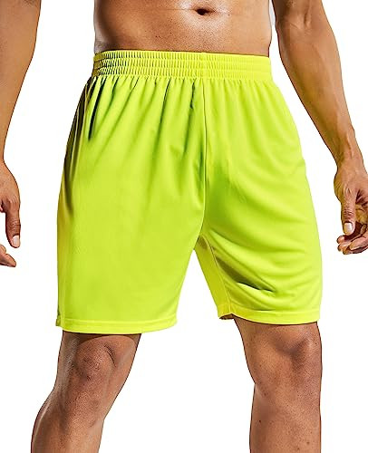MIER Basketball Shorts Men No Pocket Without Liner, Mens Soccer Traning Active Shorts, Fluorescent Yellow, XXL | Amazon (US)