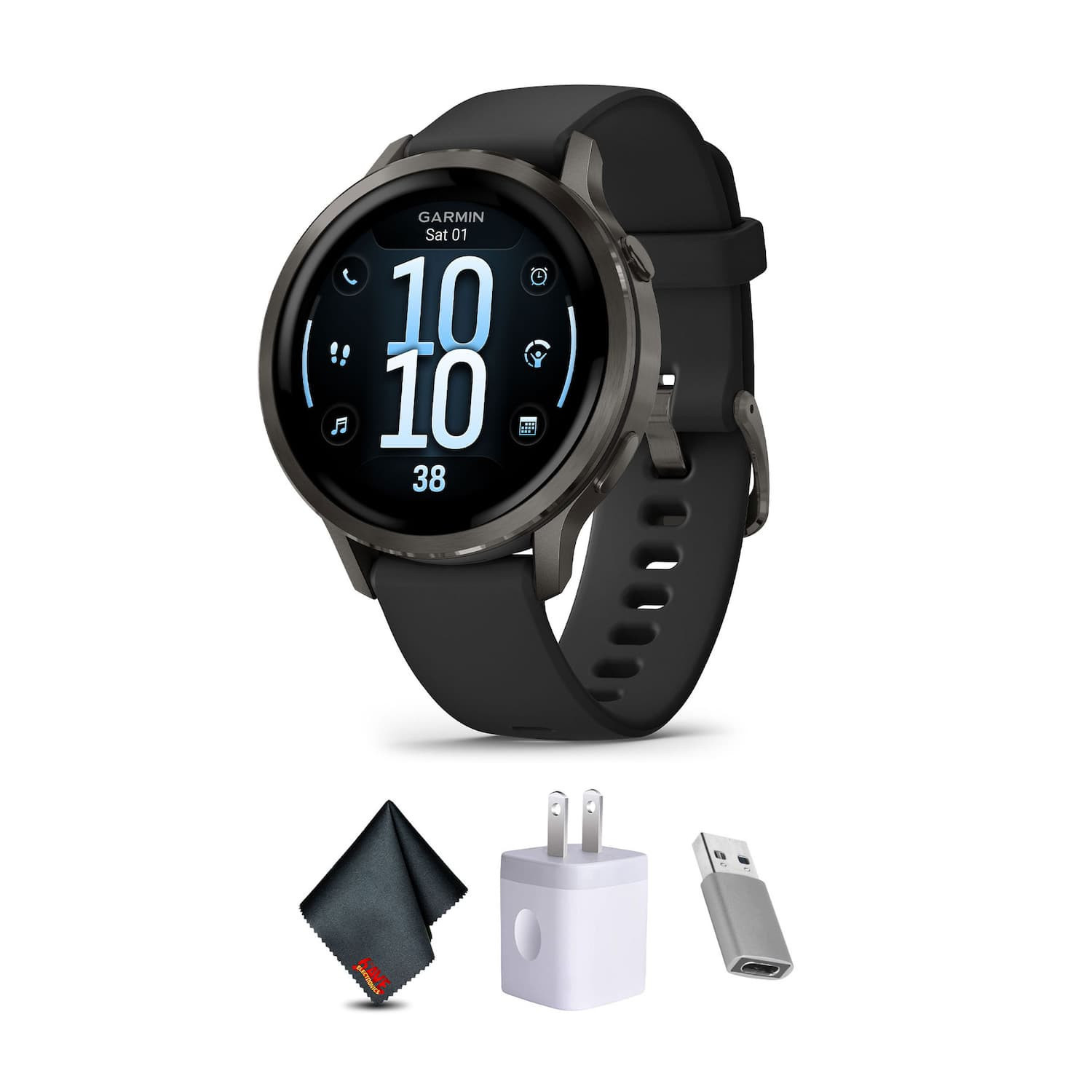 Garmin - Venu 4, 41mm, Advanced Health and Fitness GPS Smartwatch, Bright and Colorful Display, Built-in Flashlight Bundle - Black - (2025) | Best Buy U.S.