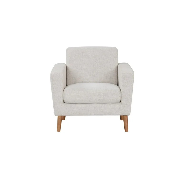 Mainstays Square Arm Accent Chair With Rubber Wood Legs, Beige Linen Fabric | Walmart (US)