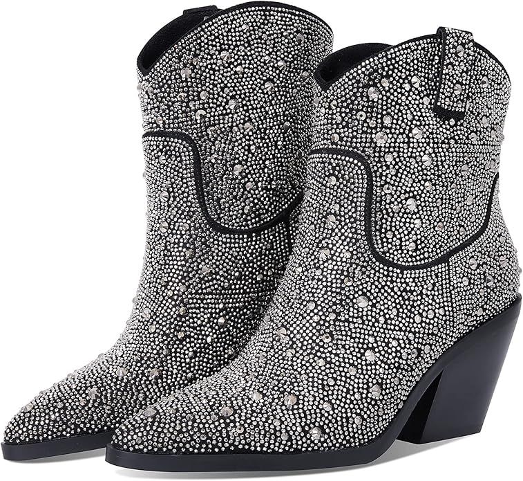 Zoefare Western Cowgirl Boots for Women Glitter Rhinestone Cowboy Boots Pull on Chunky Heel Ankle... | Amazon (US)