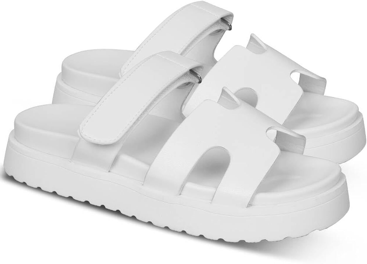 Womens Fashion Platform Sandals Comfy for Woman Slip On Thick Sole Slide Sandals Open Toe Non Sli... | Amazon (US)