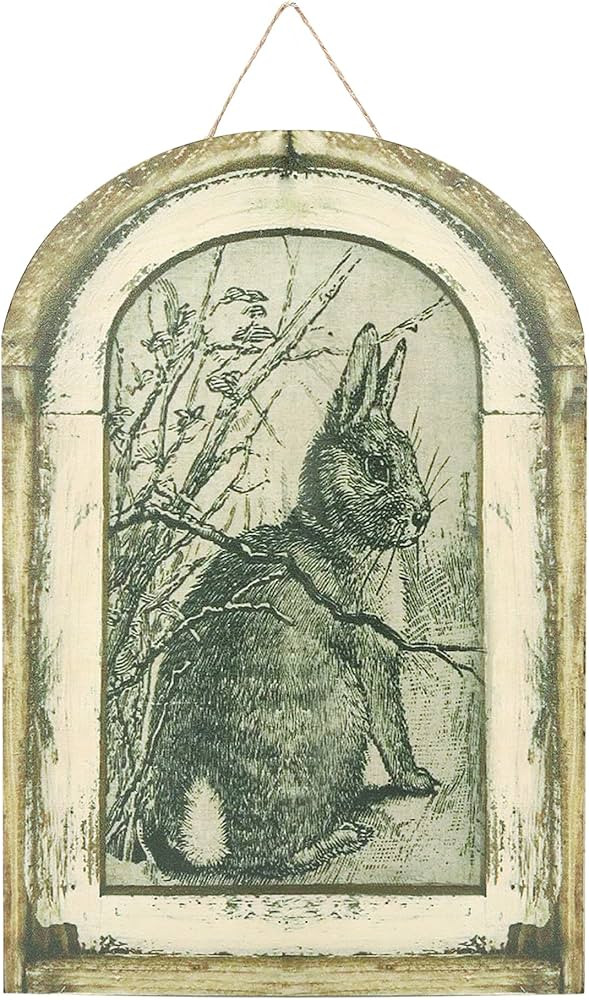 Marsrut Rustic Wooden Vintage Wall Rabbit Decor | Farmhouse Bunny Art Decorations for Living Room... | Amazon (US)