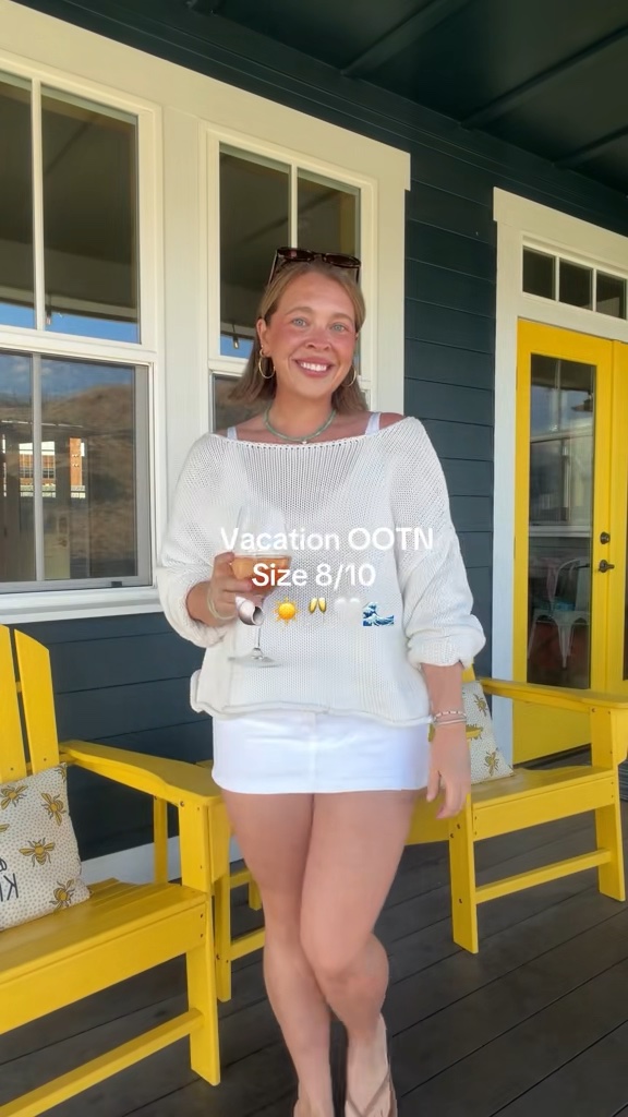 Vacation Outfit of the Night. Wearing a size 29 skirt. Top is older from aerie, and shoes are older from Walmart so I linked similar ones! 🐚🥂🤍 size 8/10 | M/L | 5’4”

#LTKootd #LTKTravel #LTKMidsize