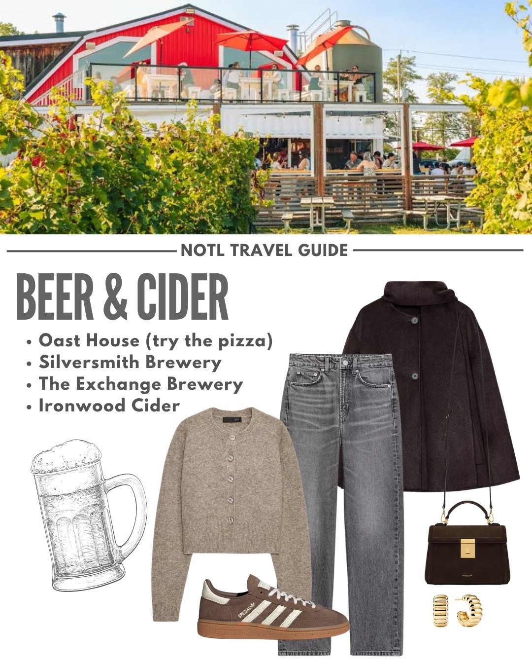 What to wear to a brewery or for fall patio drinks 🍂

Tags: autumn outfit, Niagara-on-the-lake fall travel guide, new in Zara cardigan sweater, grey mom jeans, espresso brown scarf coat, brown suede DeMellier crossbody bag, adidas Spezial sneakers 

#LTKTravel #LTKStyleTip #LTKItBag