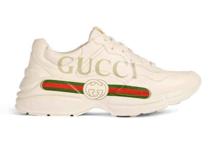 Gucci - Women's Rhyton Gucci logo leather sneaker | Gucci (US)