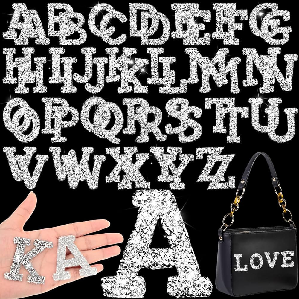 Tigeen 52 Pcs Rhinestone Glitter Letter Stickers Bling A-Z Alphabet Stickers Rhinestone Self Adhe... | Amazon (US)