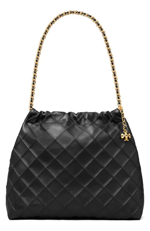 Tory Burch Fleming Quilted Leather Hobo Bag in Black at Nordstrom | Nordstrom