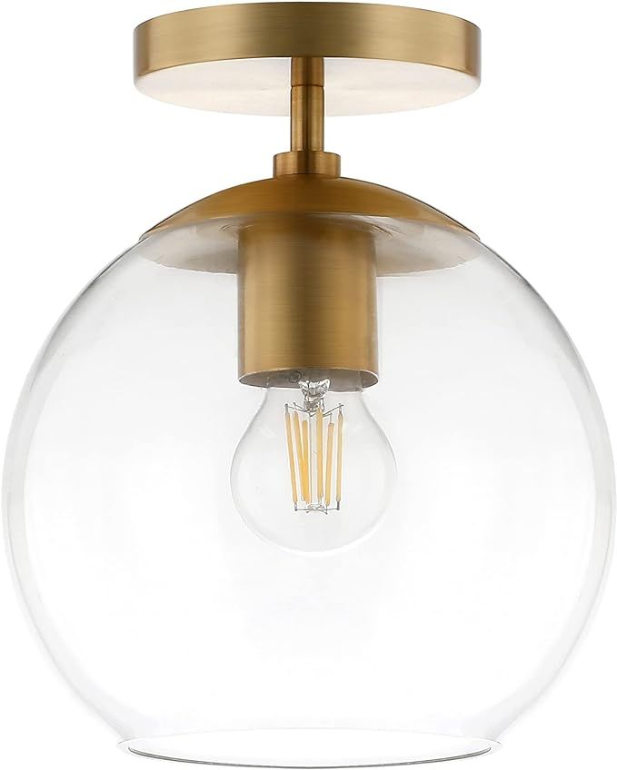 Bartlett 9" Wide Semi Flush Mount with Glass Shade in Brass/Clear | Amazon (US)