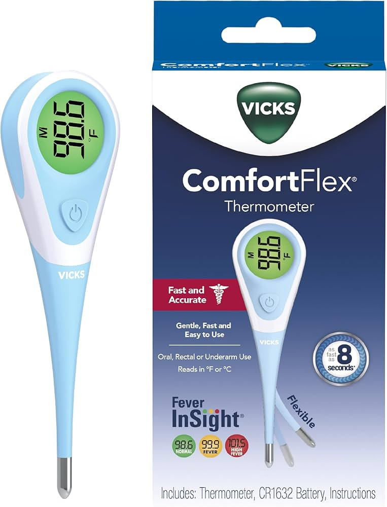 Vicks ComfortFlex Digital Thermometer: Accurate Color-Coded Reading in 8 Seconds, Digital Thermom... | Amazon (US)