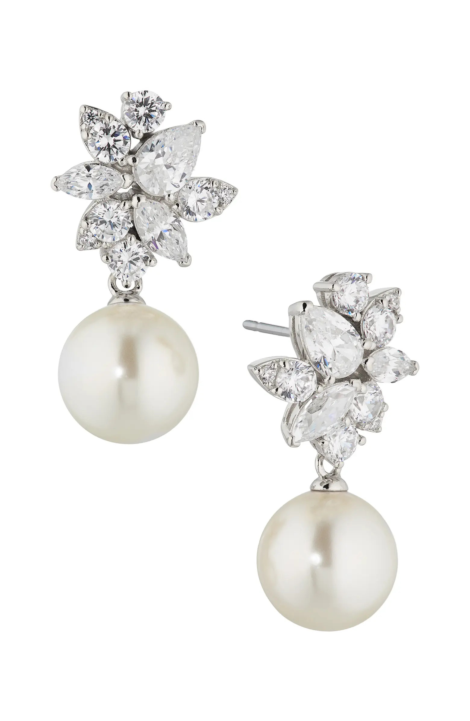Chiara Cubic Zirconia & Imitation Pearl Drop Earrings | Nordstrom