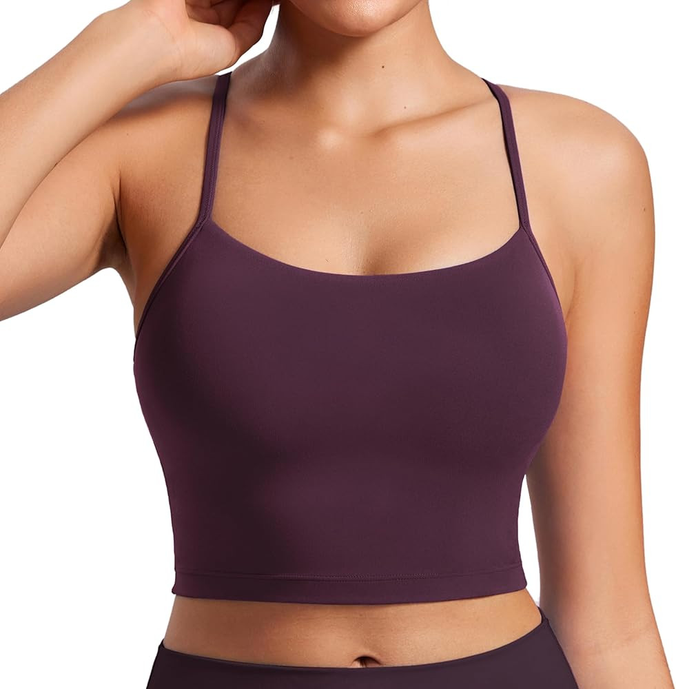 CRZ YOGA Womens Butterluxe Y Back Longline Sports Bras - Spaghetti Straps Racerback Padded Yoga W... | Amazon (US)