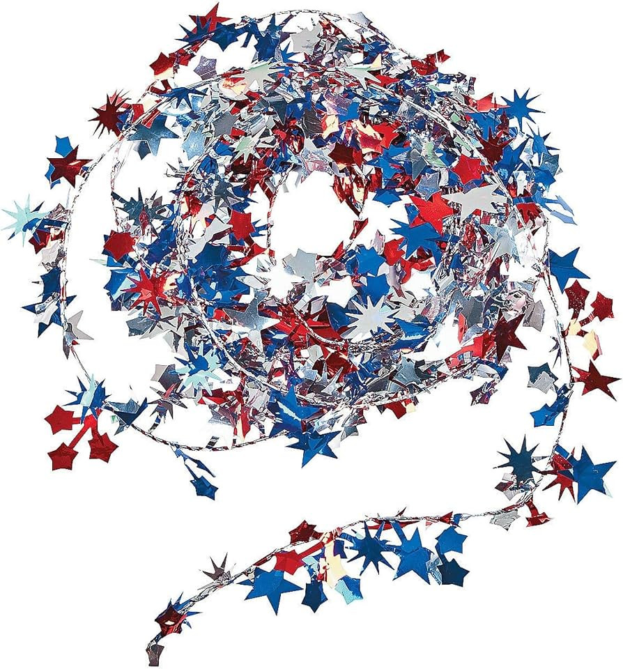 Patriotic Wire Star Garland for Fourth of July Party Decor (9 Feet Long) | Amazon (US)