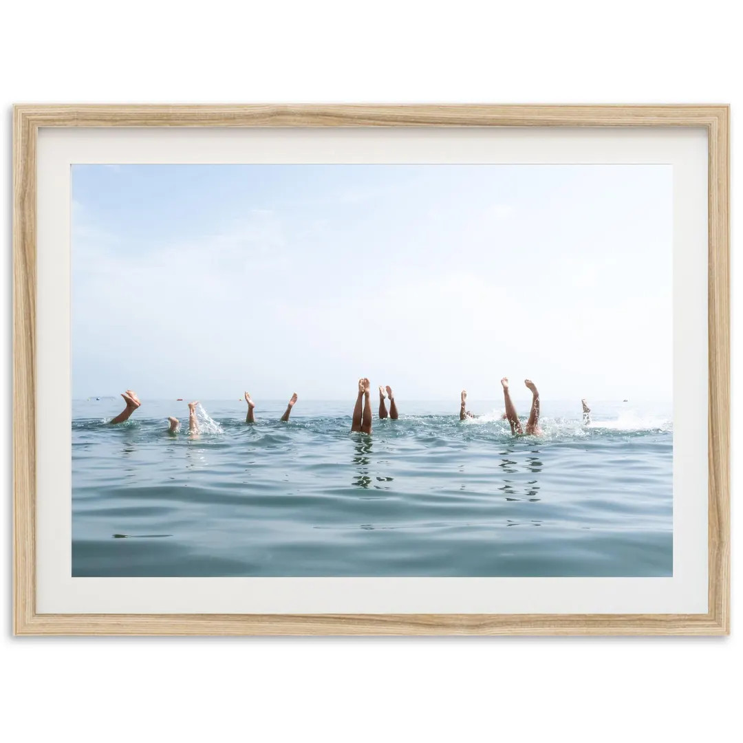 Framed Coastal Photography Print | Ocean Swimmers, Vintage Beach Wall Art, Lake House Decor - Ets... | Etsy (US)