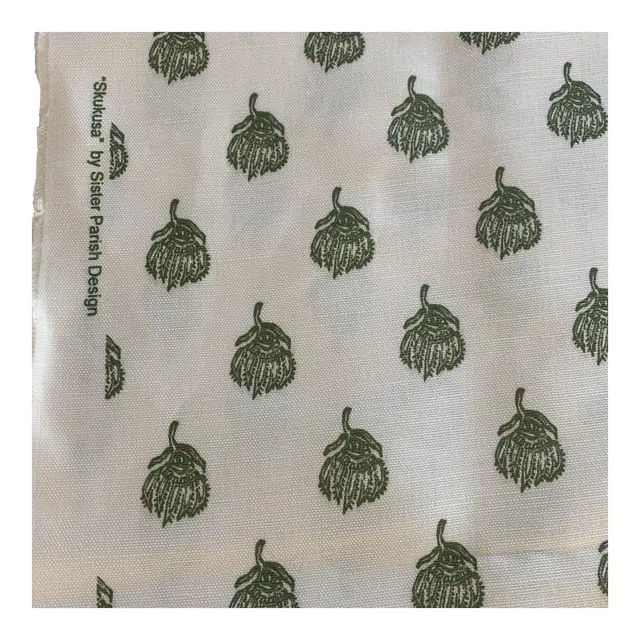 Sister Parish Moss Green Skukusa Linen Cotton Fabric- 4 Yards | Chairish