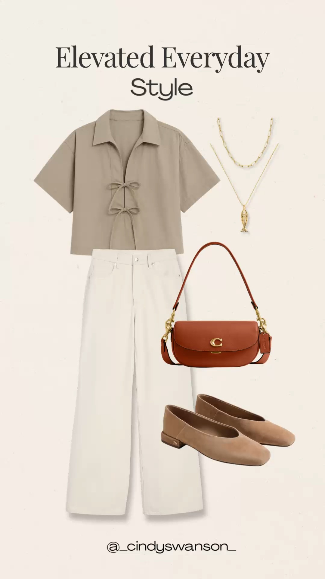 This taupe tie-front top and ecru wide-leg jeans are such a lovely combination for elevated everyday style. The soft neutral palette feels polished without being fussy, while the low-heel pointed flats and cognac bag keep it comfortable and practical for everything from lunch to errands.

💡 LTK MADE EASY
❤️ Heart = Support my posts!
🔖 Save = Get sale & restock alerts
📋 Lists = Keep favorites organized
📲 Share = Send lists and products to a friend. Hello, Christmas List!
💬 Comment = Ask me anything about what I’m wearing.:-)

#LTKootd #LTKOver40 #LTKTravel