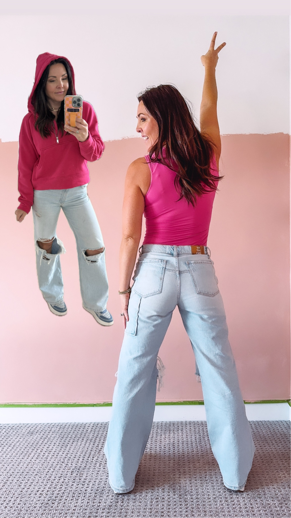 Fav everyday jeans lately are these light wash (kinda cargo) style wide leg jeans 
They have no stretch so size up one size if you don’t like tight! 
Best lululemon look alike hoodie (I have in two colors). ON SALE
Platform sneakers that look like Cloe shoes . 
Best brand of bodysuit ever! I own all the styles and ONLY SALE 

#LTKsalealert