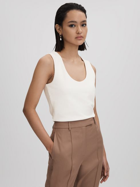 Reiss Ivory Courtney Scoop Neck Vest | Reiss UK