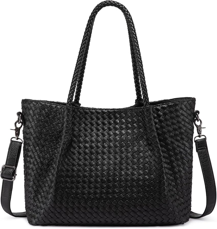 LOVEVOOK Woven Purse for Women Fashion Vegan Leather Tote Bag Womens Large Woven Bag for Summer B... | Amazon (US)