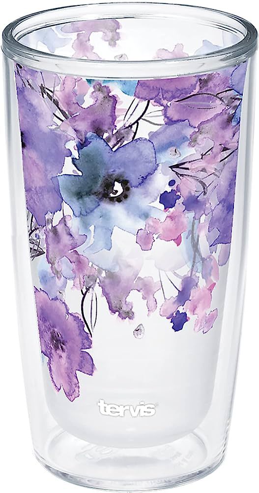 Tervis Made in USA Double Walled Watercolor Floral Purple - Crystal Insulated Tumbler Cup Keeps D... | Amazon (US)