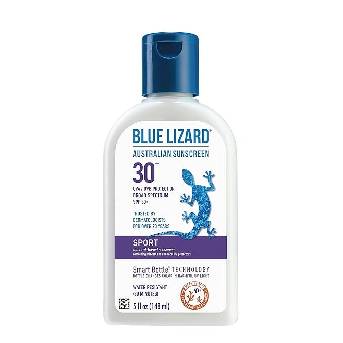 BLUE LIZARD Sport Mineral-Based Sunscreen - No Oxybenzone, No Octinoxate - SPF 30+ UVA/UVB Protec... | Amazon (US)