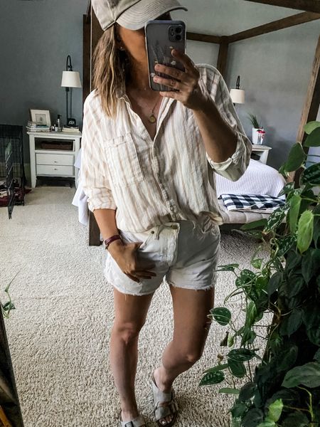 Hi. Is Coastal Grandmother still a thing this summer?
Cause I’m sure channeling it even if it’s not.
Linen shirt.
White denim.
Birkenstocks.
A vintage ball cap (but like the real kind that was made vintage by your own head).
Even if it’s out of style, I’m still rocking it and loving every second. 

#LTKSeasonal #LTKFindsUnder50 #LTKOver40