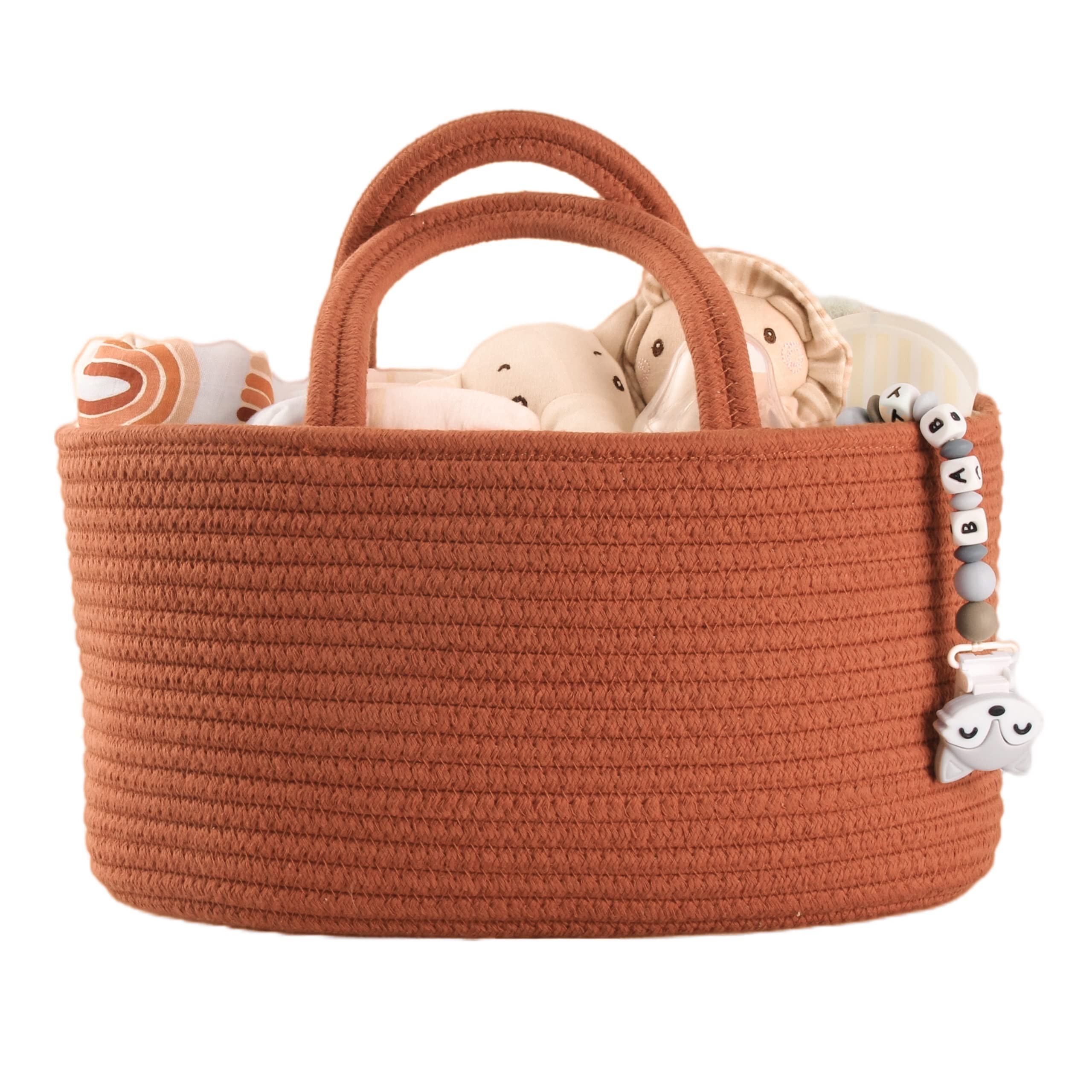 Baby Diaper Caddy Organizer for Girl Boy Cotton Rope Nursery Storage Bin Basket Portable Holder T... | Amazon (US)