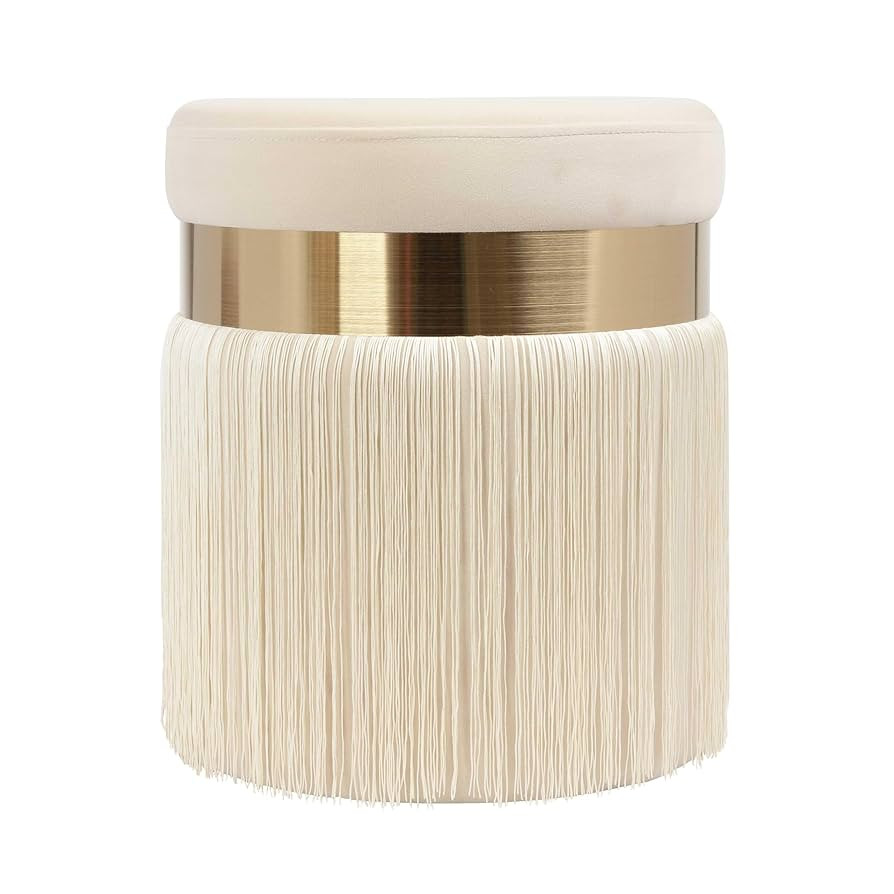 Tov Furniture Melody Tasseled Ottoman (Cream) | Amazon (US)