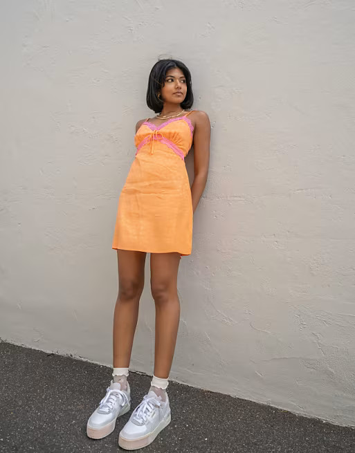 Labelrail x Pose and Repeat cami slip dress with contrast lace | ASOS (Global)