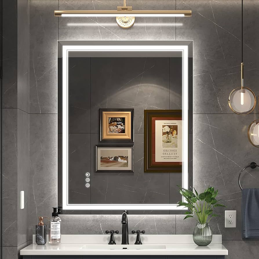 28x36 Inch Led Mirror for Bathroom with Front Light and Backlit, Dimmable Anti Fog Wall Bathroom ... | Amazon (US)